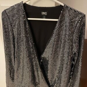 I.N.C. International Concepts 
Women's Surplice-Neck Metallic Top